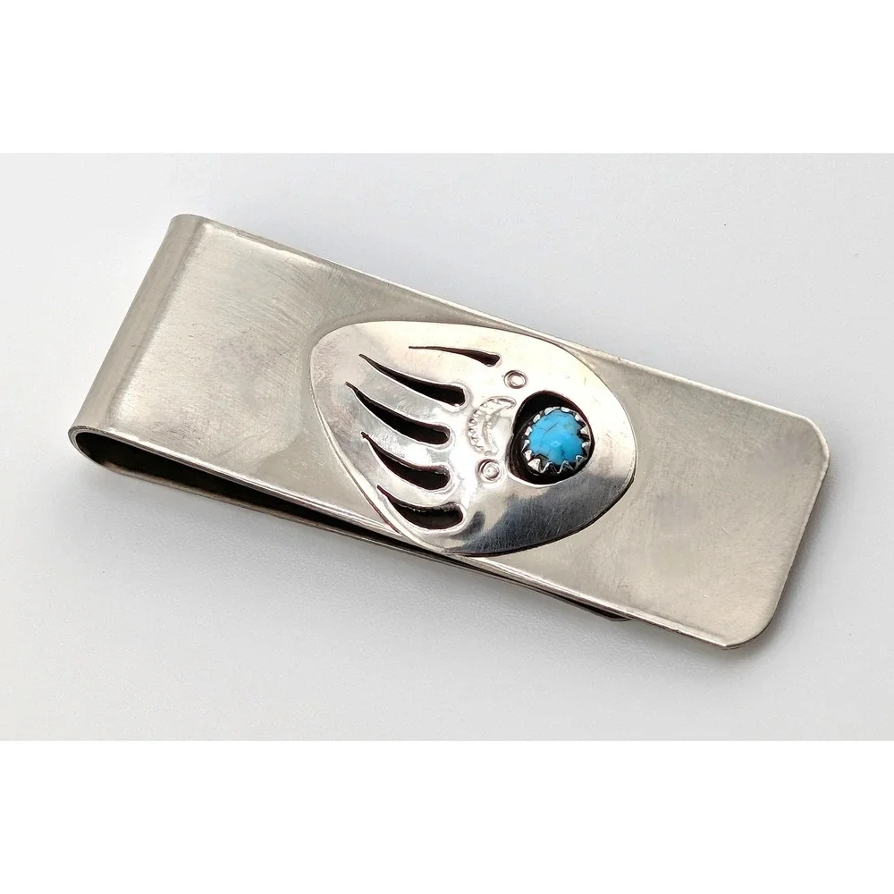 Handmade Sterling Silver Money Clip Original Navajo American Men's Acces ***